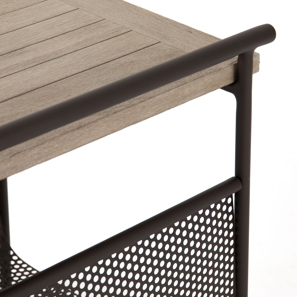 Teak & Aluminum Outdoor Side Table | West Elm