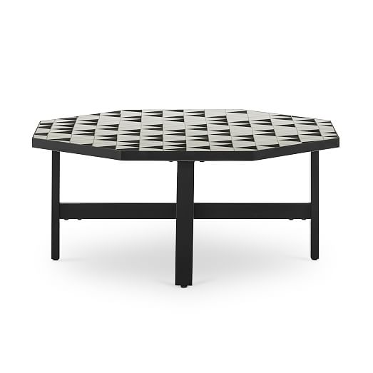 Black White Tile Outdoor Coffee Table