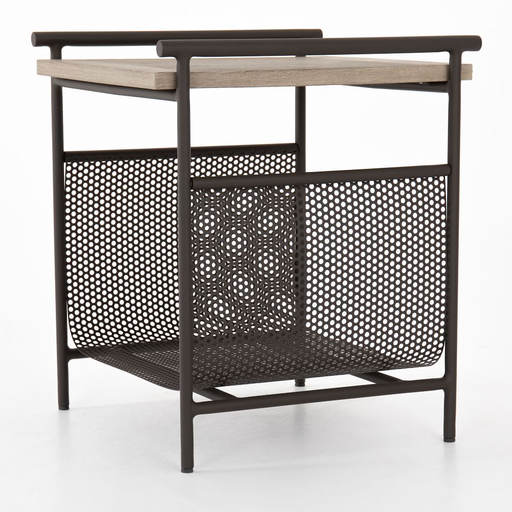 Teak & Aluminum Outdoor Side Table | West Elm