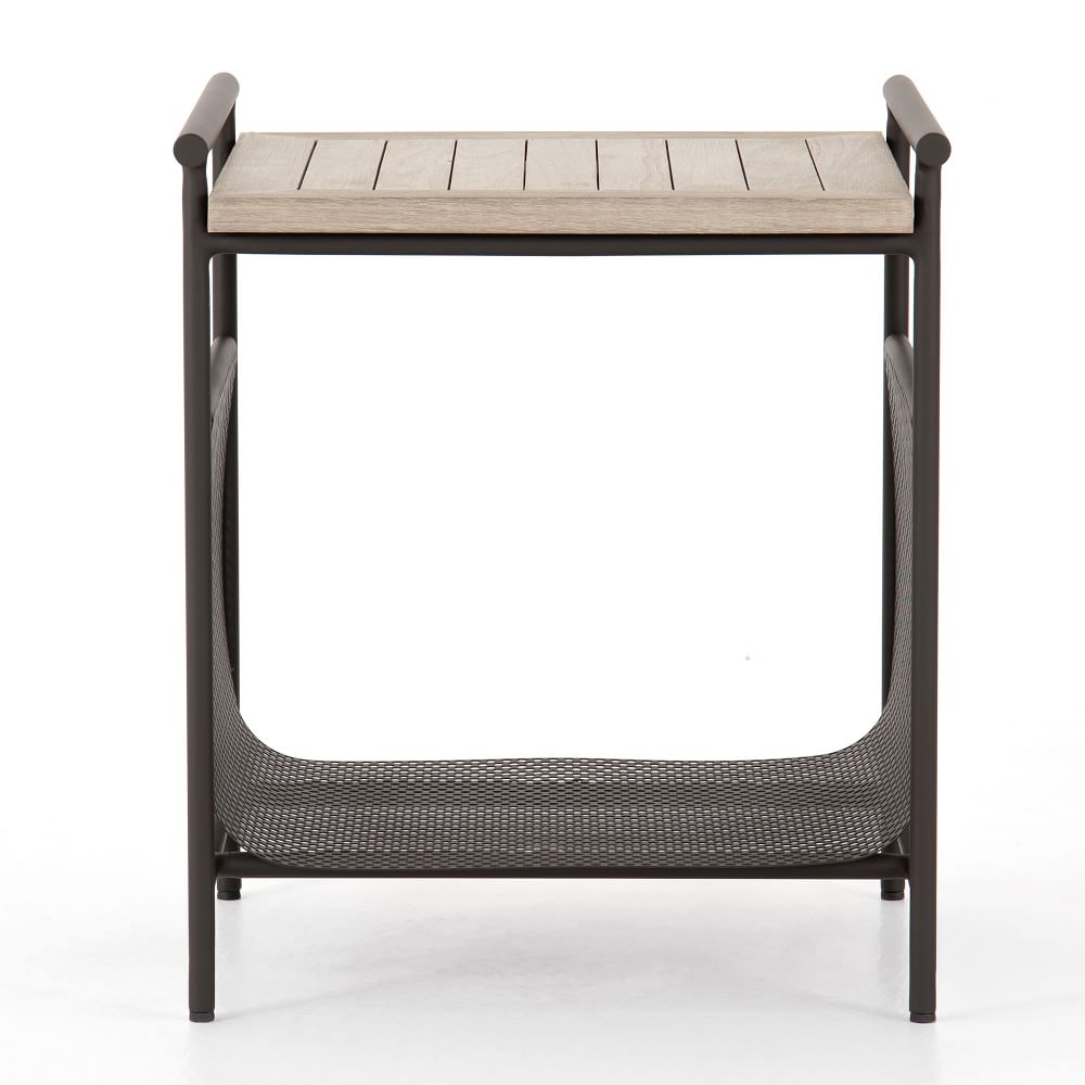 Teak & Aluminum Outdoor Side Table | West Elm