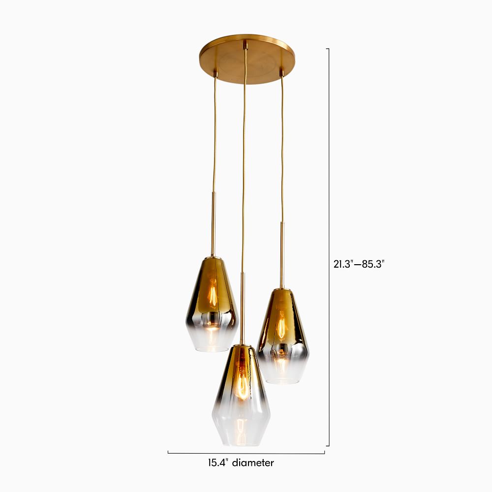 Sculptural Glass 3-Light Geo Chandelier - Metallic Ombre | West Elm