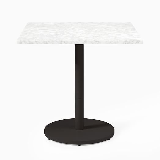 White Marble Square Bistro Table Orbit Base