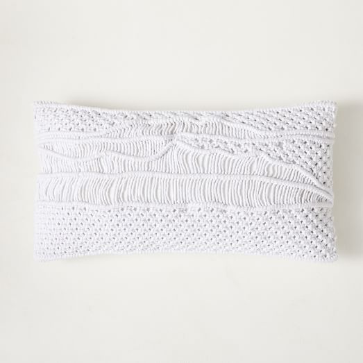 white macrame pillow