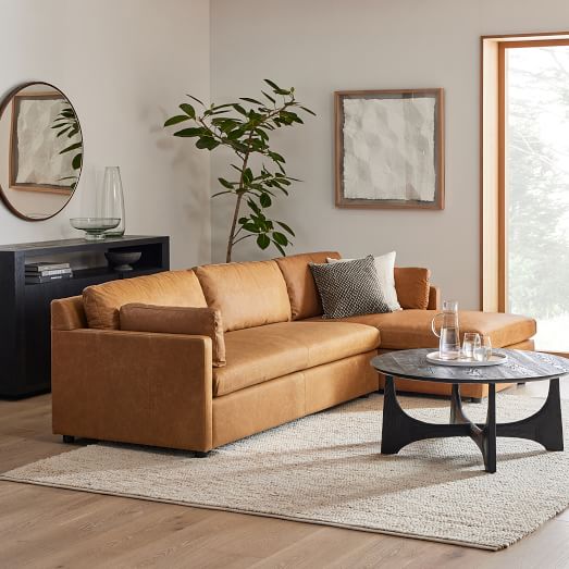 Modular Marin Leather Sectional, Oliver Top Grain Leather Sectional Sofa