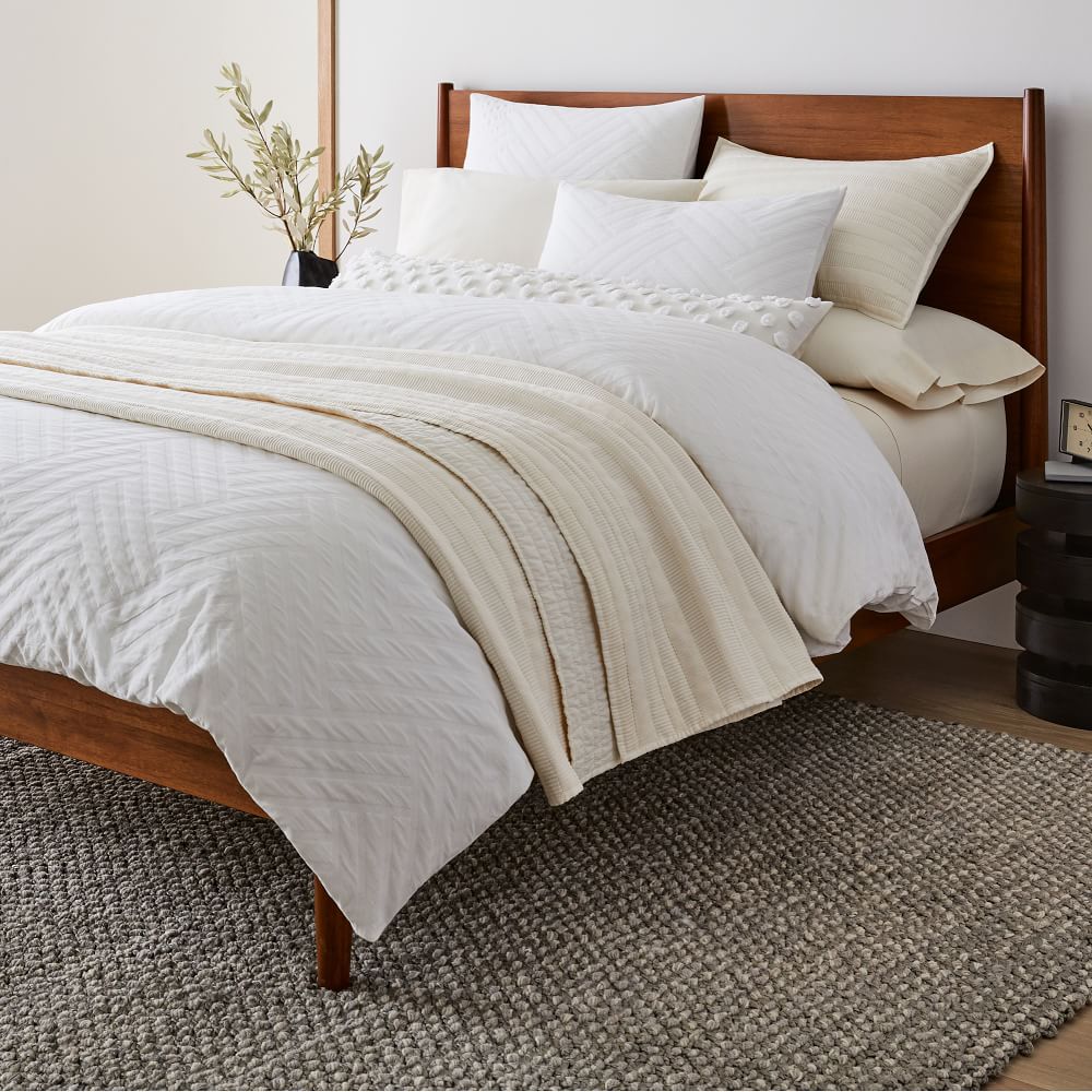 Parquet Texture Layered Bedding Look | West Elm