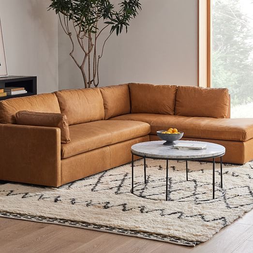 Modular Marin Leather Sectional, Oliver Top Grain Leather Sectional Sofa