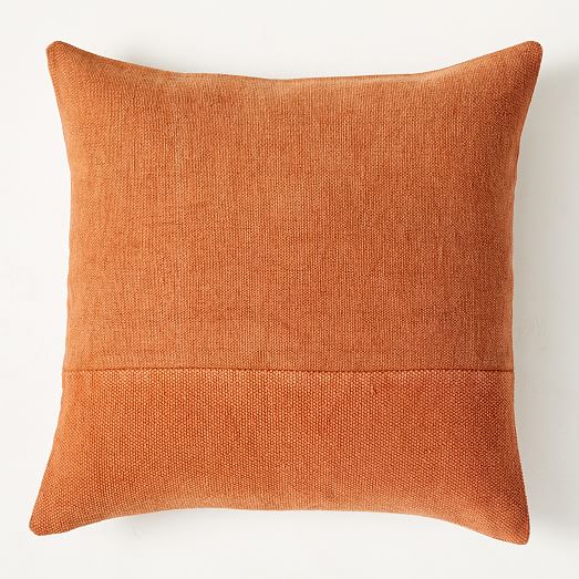 Orange Brown Natural Canvas Throw Pillow