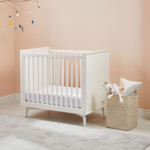 Mid-Century Mini Baby Crib + Mattress 