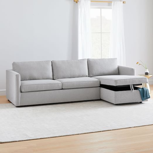 Harris 2 Piece Chaise Sectional W Storage, Sectional Sofa Bed With Storage Chaise