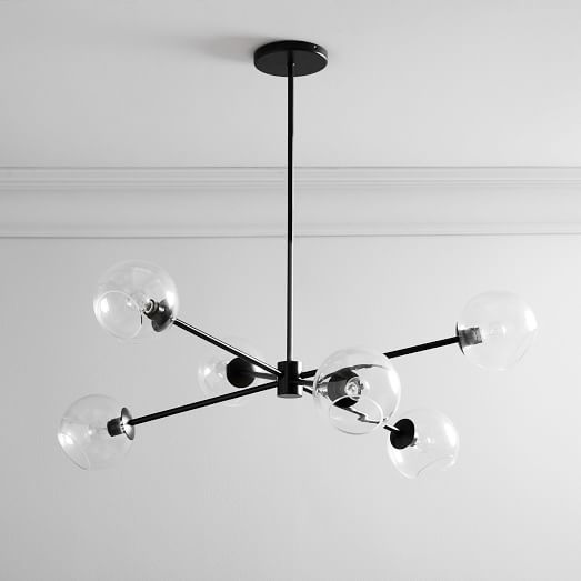 Staggered Glass 6 Light Chandelier Clear Staggered Glass 6 Light Chandelier Clear, West Elm Mobile Chandelier Light Bulbs