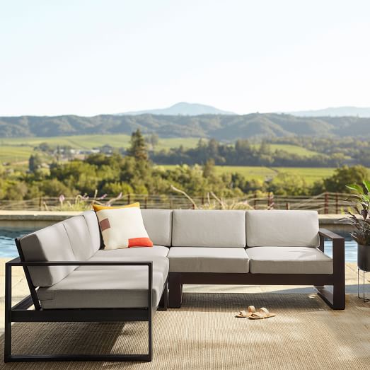 Portside 3 Piece L Shaped Sectional, Aluminum Outdoor Furniture