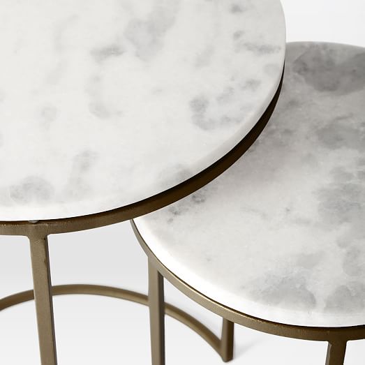 Marble Round Nesting Side Table Set Of 2, Nesting Coffee Table Round