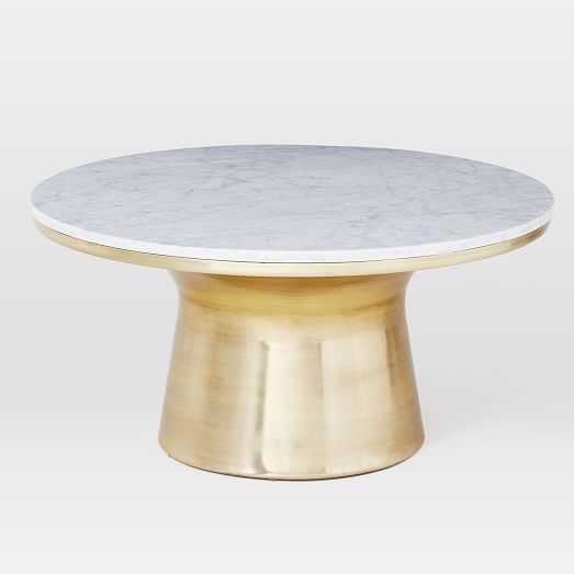 Shining top, mod looking rounded coffee table