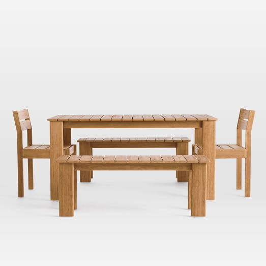 Playa Outdoor 60 Dining Table Benches, Patio Table With Bench Seating
