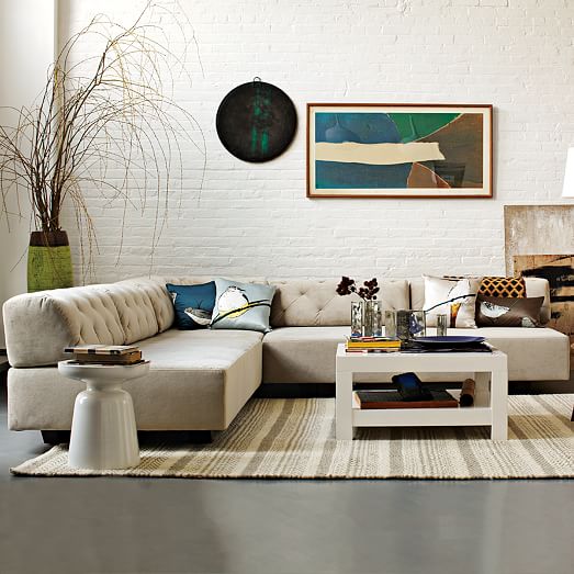 Tufted Sectional Pieces, West Elm Tufted Sofa