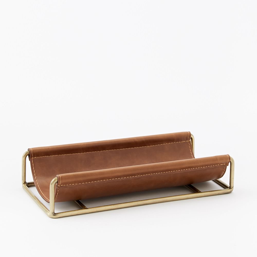 Faux Leather + Brass Desk Accessories West Elm
