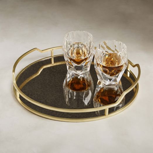 Fishs Eddy Gilded Café Mirror Tray - Round
