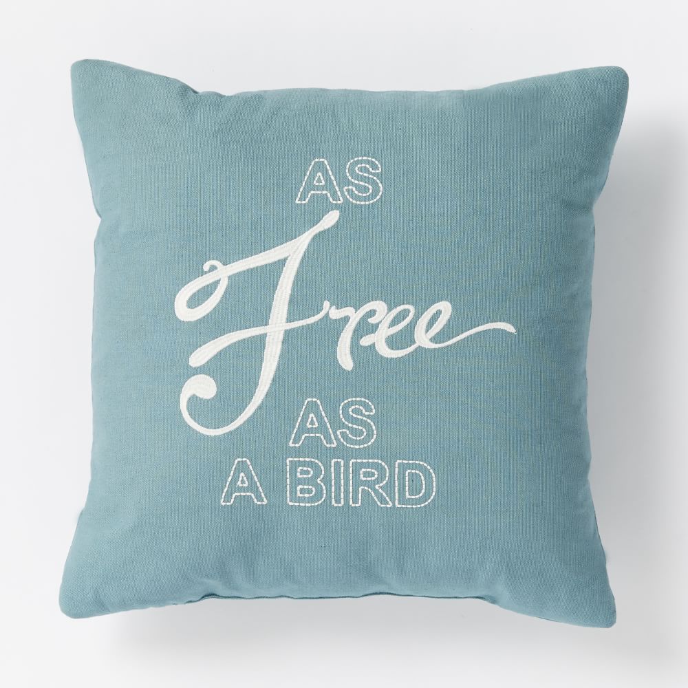 As Free As A Bird Pillow Aquamarine West Elm