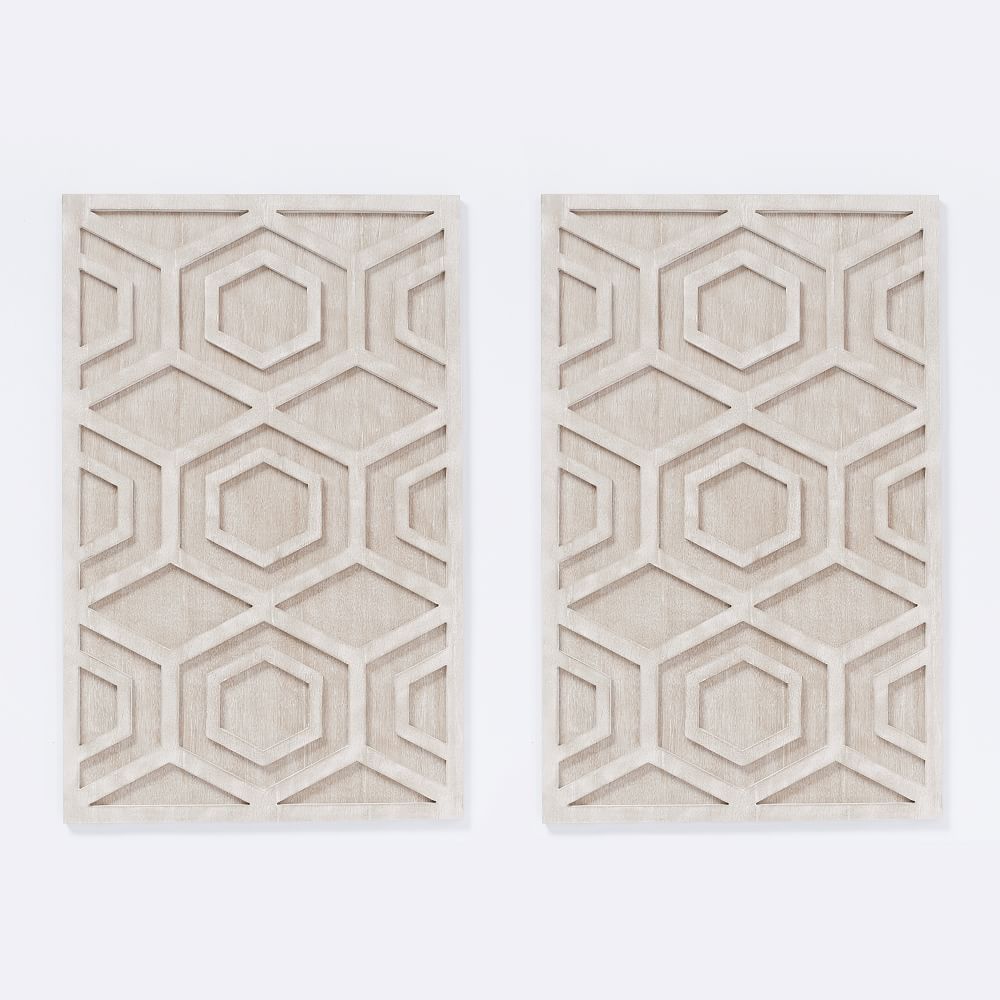 Graphic Wood Wall Art Whitewashed (Hexagon) West Elm