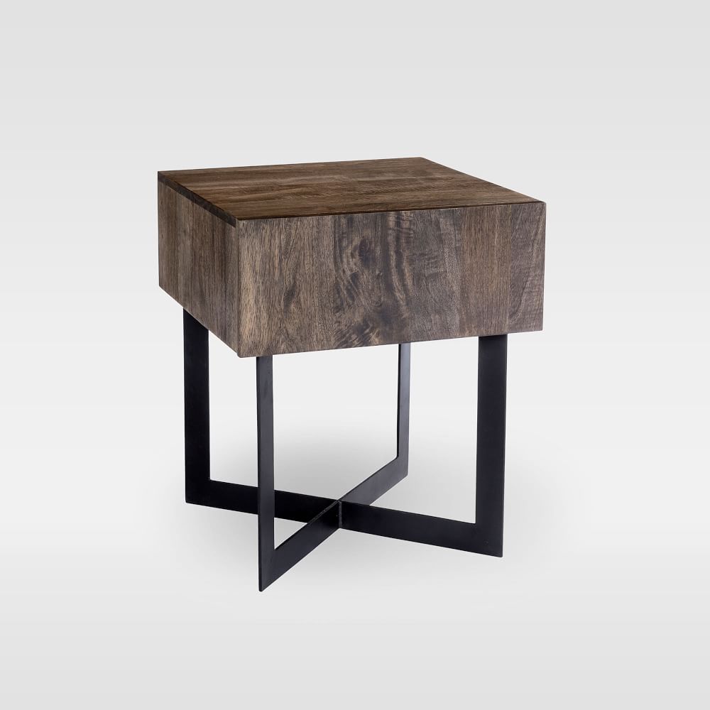 Modern Solid Wood Iron Side Table