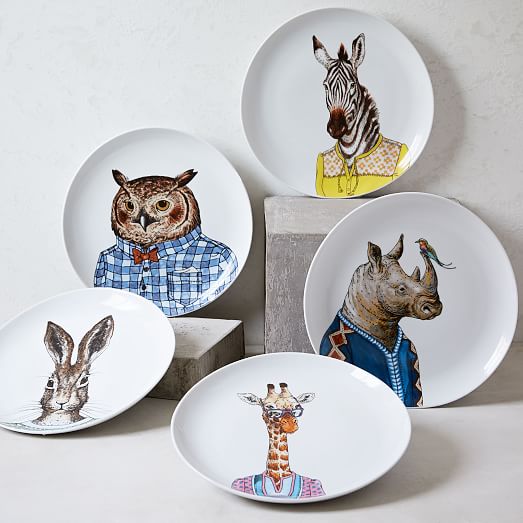 Dapper Animal Salad Plates