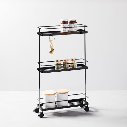 Yamazaki Slim Rolling Storage Cart Black