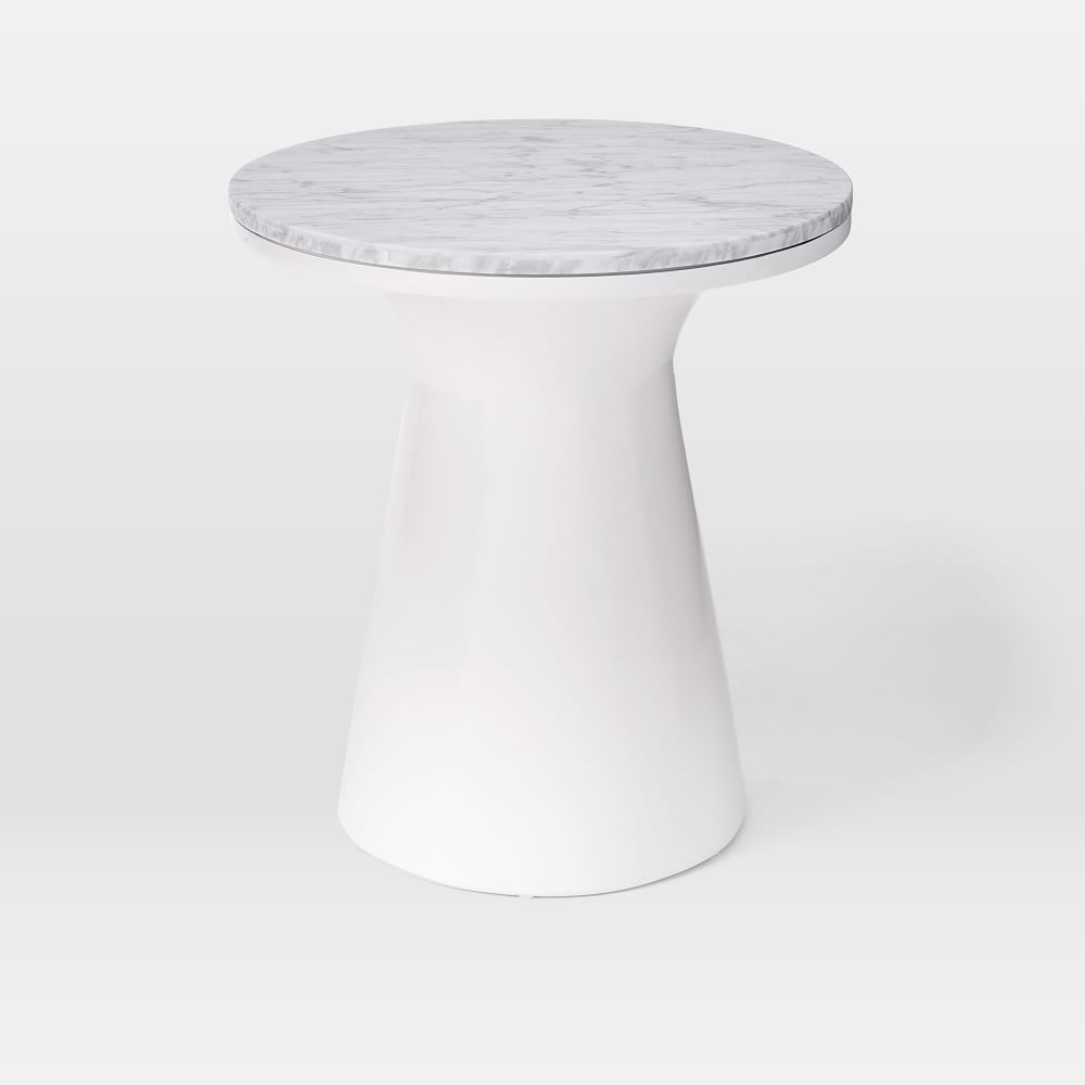 Marble Topped Pedestal Side Table White Marble/White West Elm