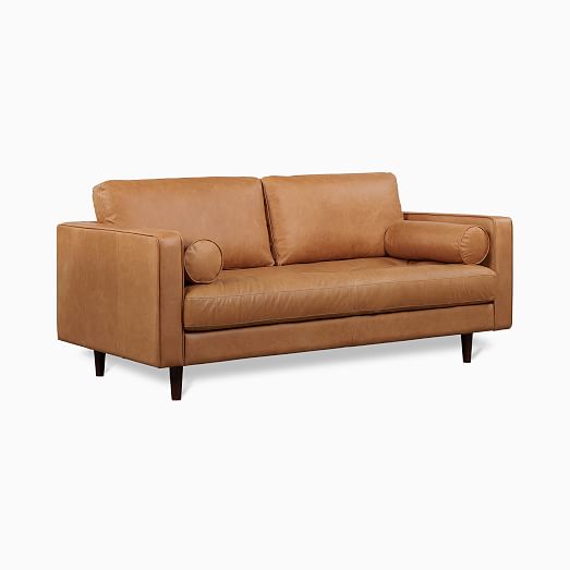 Dennes Leather Sofa, Light Leather Couch