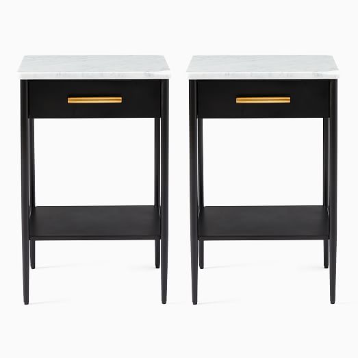Metalwork Nightstand With Marble Top 