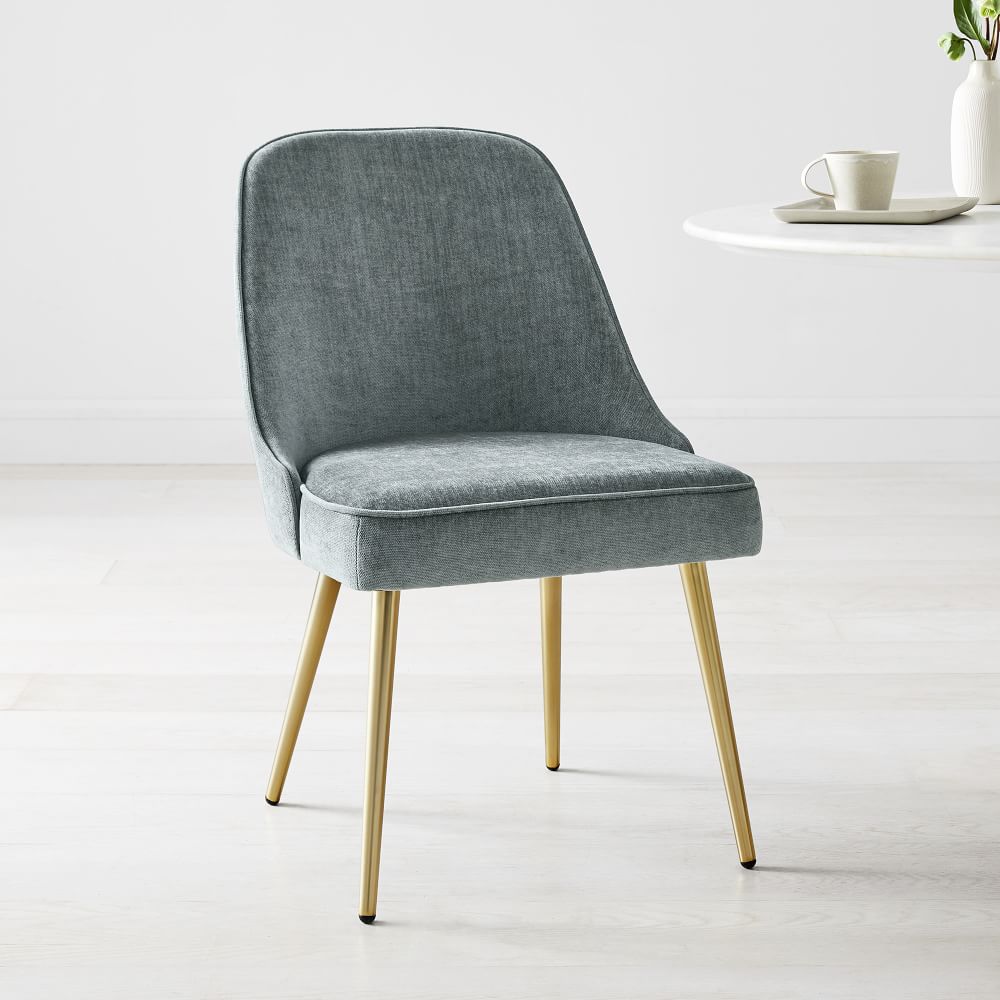 West Elm Mid Century Upholstered Dining Chair Metal Legs