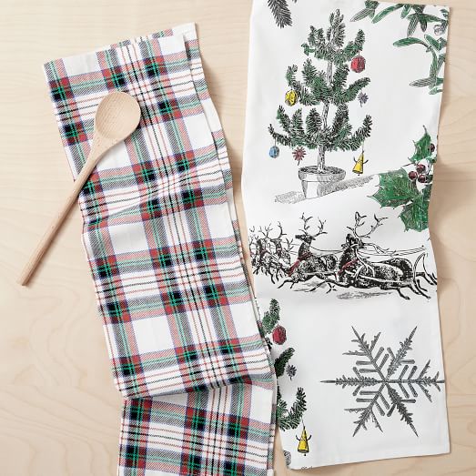 Festive Christmas Tea Towels Set Of 2