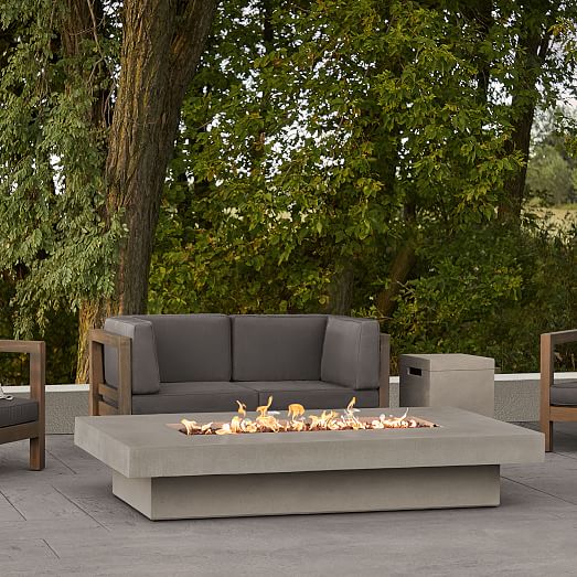Concrete Lipped Rectangle Fire Pit Table, Rectangle Fire Pit Table