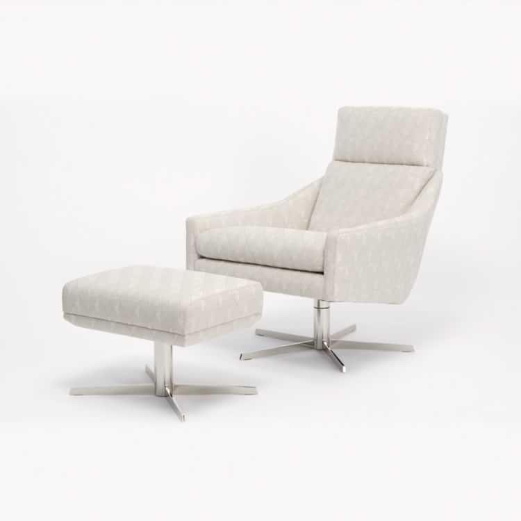 Austin Leather Swivel Armchair, Grey Leather Swivel Chair
