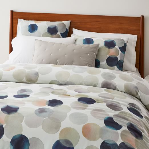 400 thread count organic sateen watercolor dots duvet cover shams
