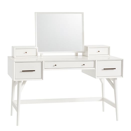 Mid Century Vanity Desk Set 52, White Vanity Desk Set