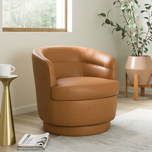 Viv Leather Swivel Chair, Leather Swivel Chairs