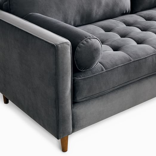 Monroe Mid Century Tufted Seat Sofa, West Elm Tufted Sofa Velvet