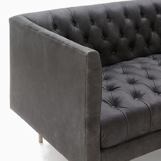 Modern Chesterfield Leather Sofa, Gray Chesterfield Sleeper Sofa