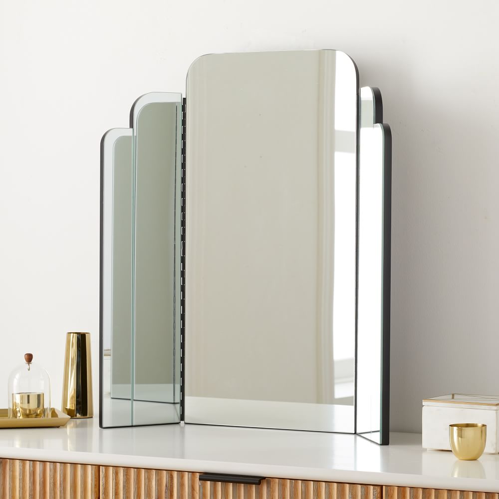 Tri Fold Frameless Vanity Mirror, Tri Fold Bathroom Mirror