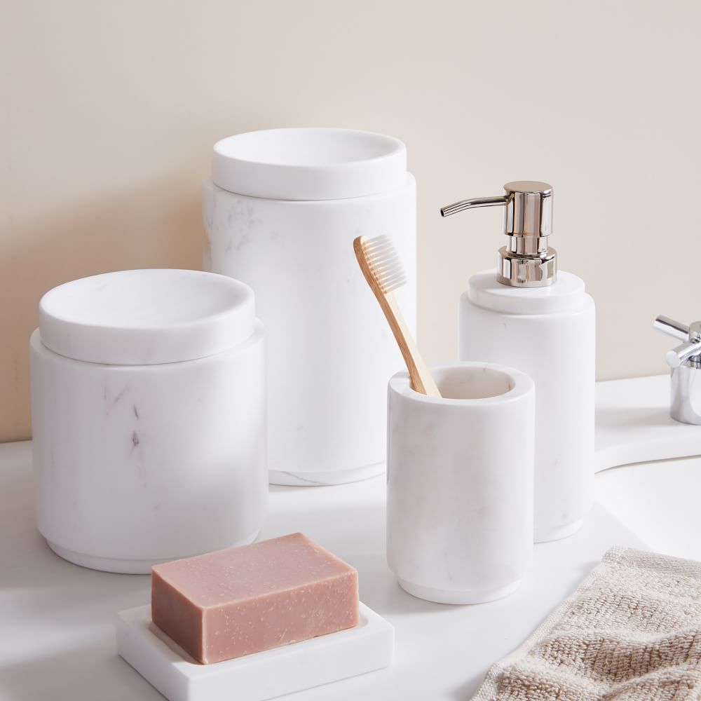 White Marbled Bath Accessories