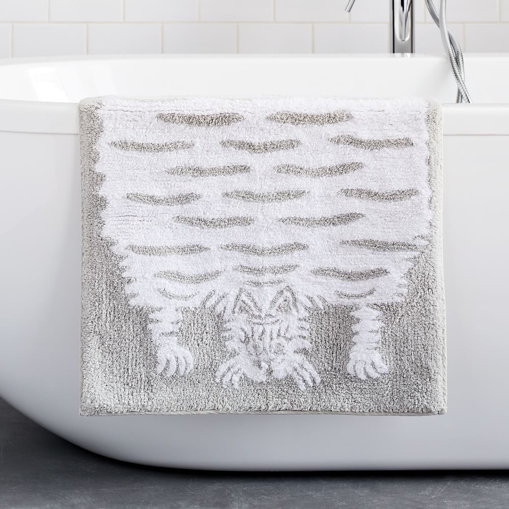 Organic Tufted Tiger Bath Mat Gray Sky West Elm