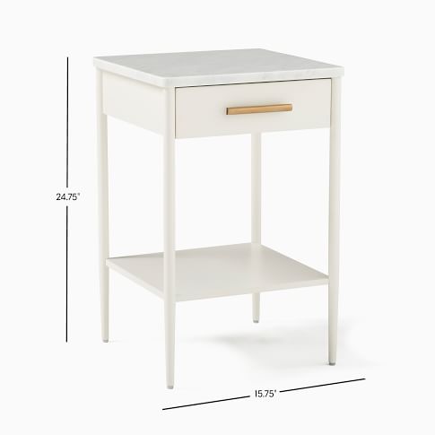 METALWORK NIGHTSTAND WITH MARBLE TOP