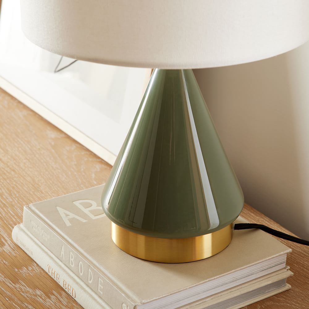 Metalized Glass Table Lamp Usb, Metalized Glass Table Lamp Usb Small Green