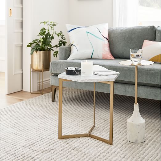 Hex Side Table Antique Brass