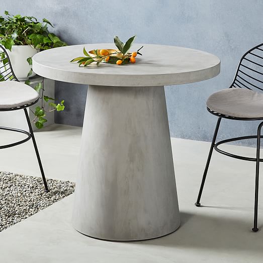 Concrete Outdoor Round Pedestal Dining, Round Bistro Table Outdoor