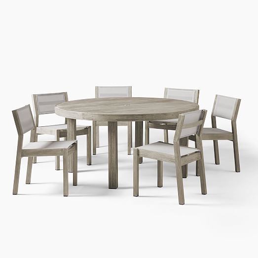 Portside Outdoor 60 Round Dining Table Textilene Chairs Set Portside Outdoor 60 Round Dining Table, 60 Round Dining Table Seats How Many