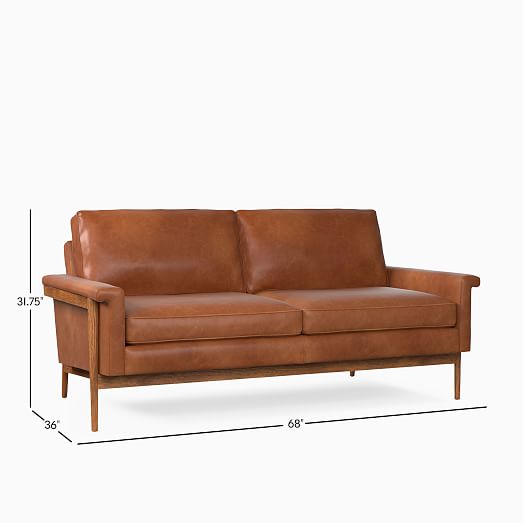 Leon Wood Frame Leather Sofa, Leather Sofa Furniture
