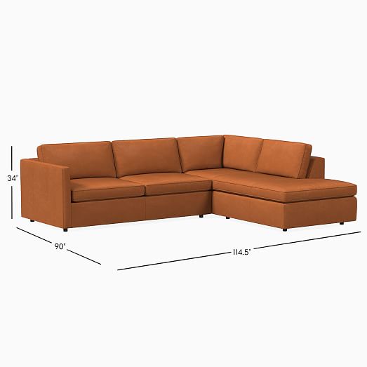 Harris Leather 2 Piece Terminal Chaise, Sleeper Sofa Sectionals Leather