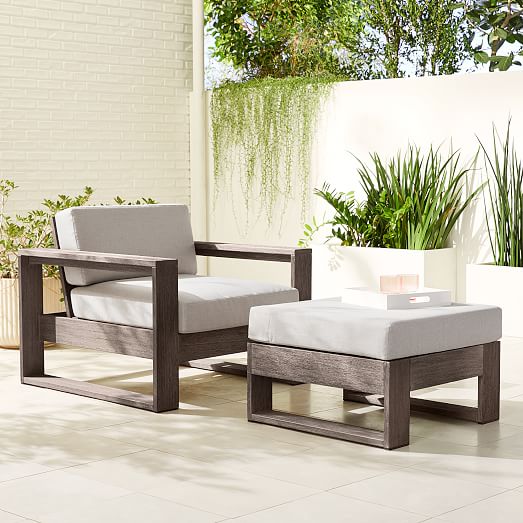 Portside Outdoor Lounge Chair Ottoman Set, Outdoor Chair Ottoman Set