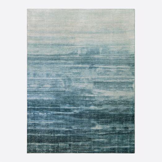 Painted Ombre Rug, Blue Ombre Rug